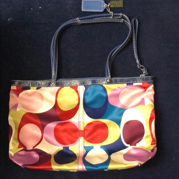 Coach multi-color silk bag - Picture 2 of 5